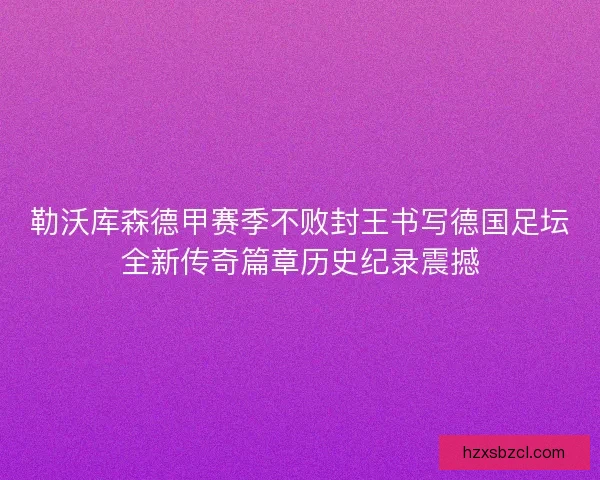 勒沃库森德甲赛季不败封王书写德国足坛全新传奇篇章历史纪录震撼