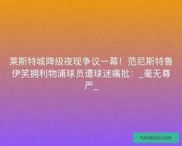 莱斯特城降级夜现争议一幕！范尼斯特鲁伊笑拥利物浦球员遭球迷痛批：_毫无尊严_